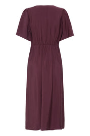 Midikleid mit V-Ausschnitt in Bordeaux - Blossom Hair & Fashion