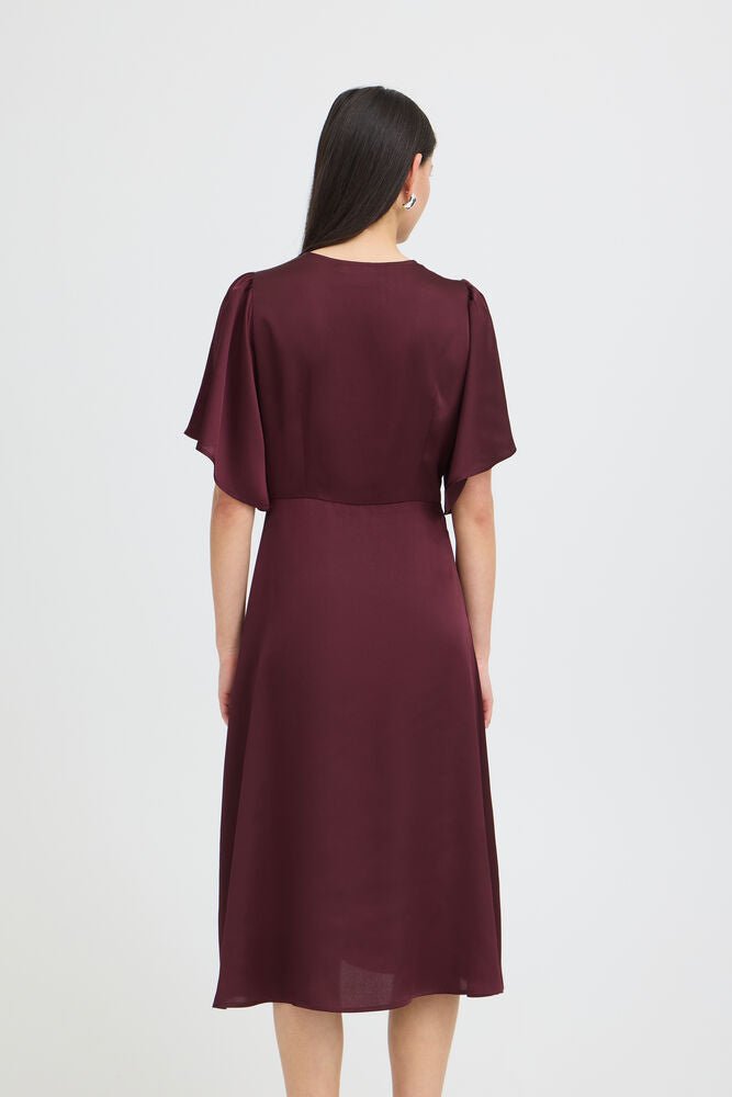 Midikleid mit V Ausschnitt in Bordeaux - Blossom Hair & Fashion