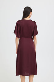 Midikleid mit V Ausschnitt in Bordeaux - Blossom Hair & Fashion