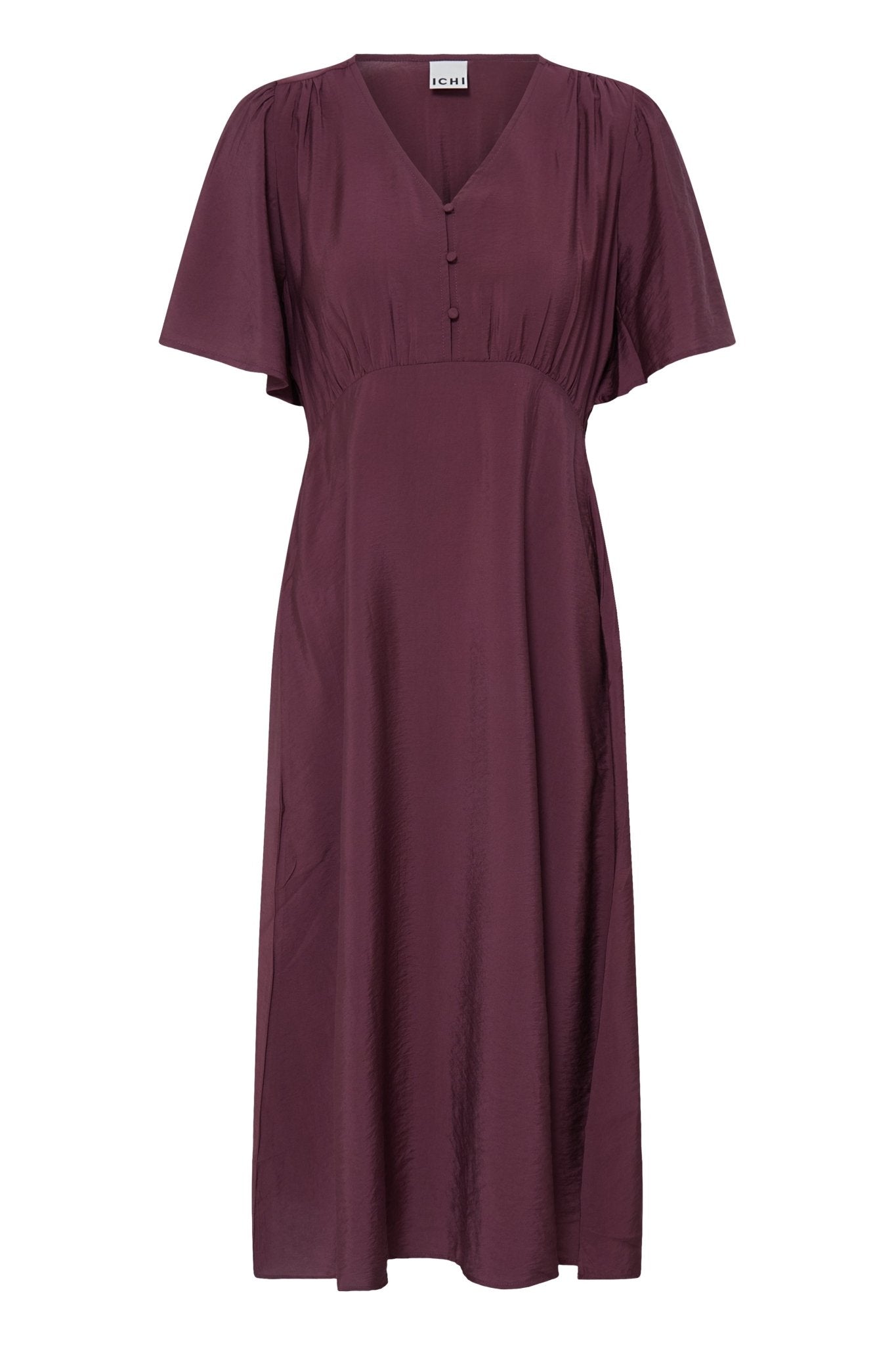 Midikleid mit V-Ausschnitt in Bordeaux - Blossom Hair & Fashion