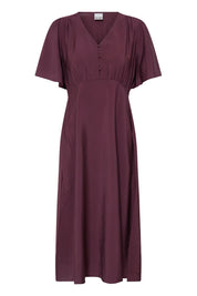 Midikleid mit V-Ausschnitt in Bordeaux - Blossom Hair & Fashion