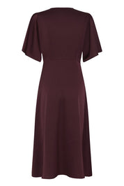 Midikleid mit V Ausschnitt in Bordeaux - Blossom Hair & Fashion