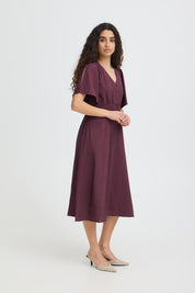 Midikleid mit V-Ausschnitt in Bordeaux - Blossom Hair & Fashion