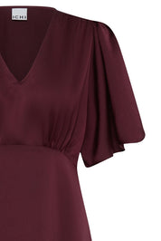 Midikleid mit V Ausschnitt in Bordeaux - Blossom Hair & Fashion