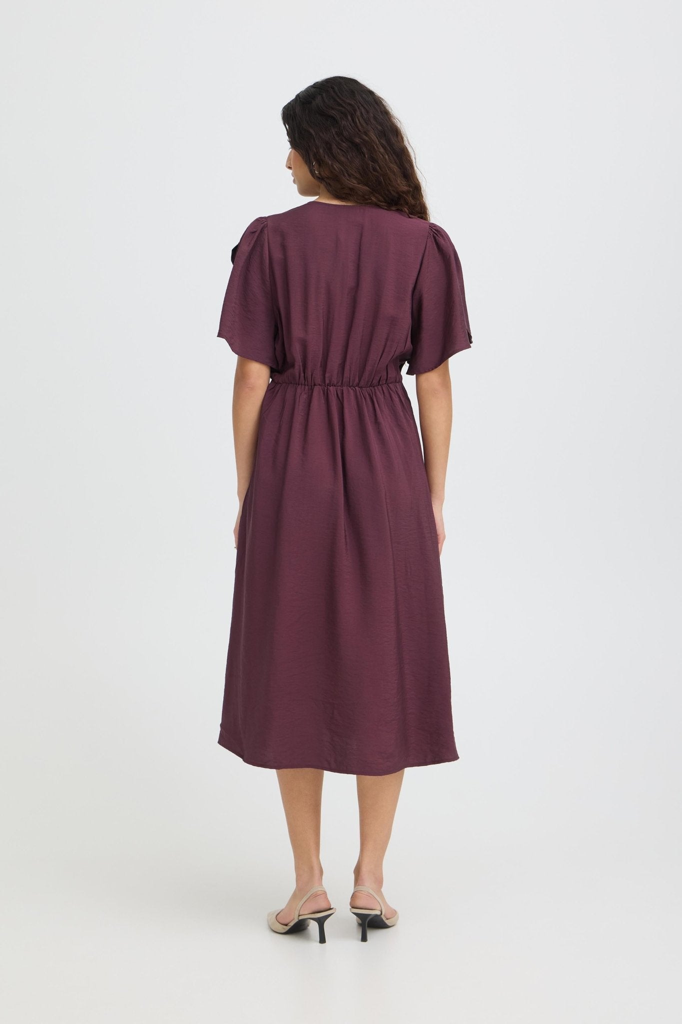 Midikleid mit V-Ausschnitt in Bordeaux - Blossom Hair & Fashion