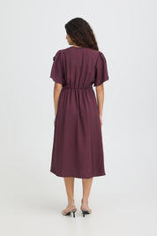 Midikleid mit V-Ausschnitt in Bordeaux - Blossom Hair & Fashion