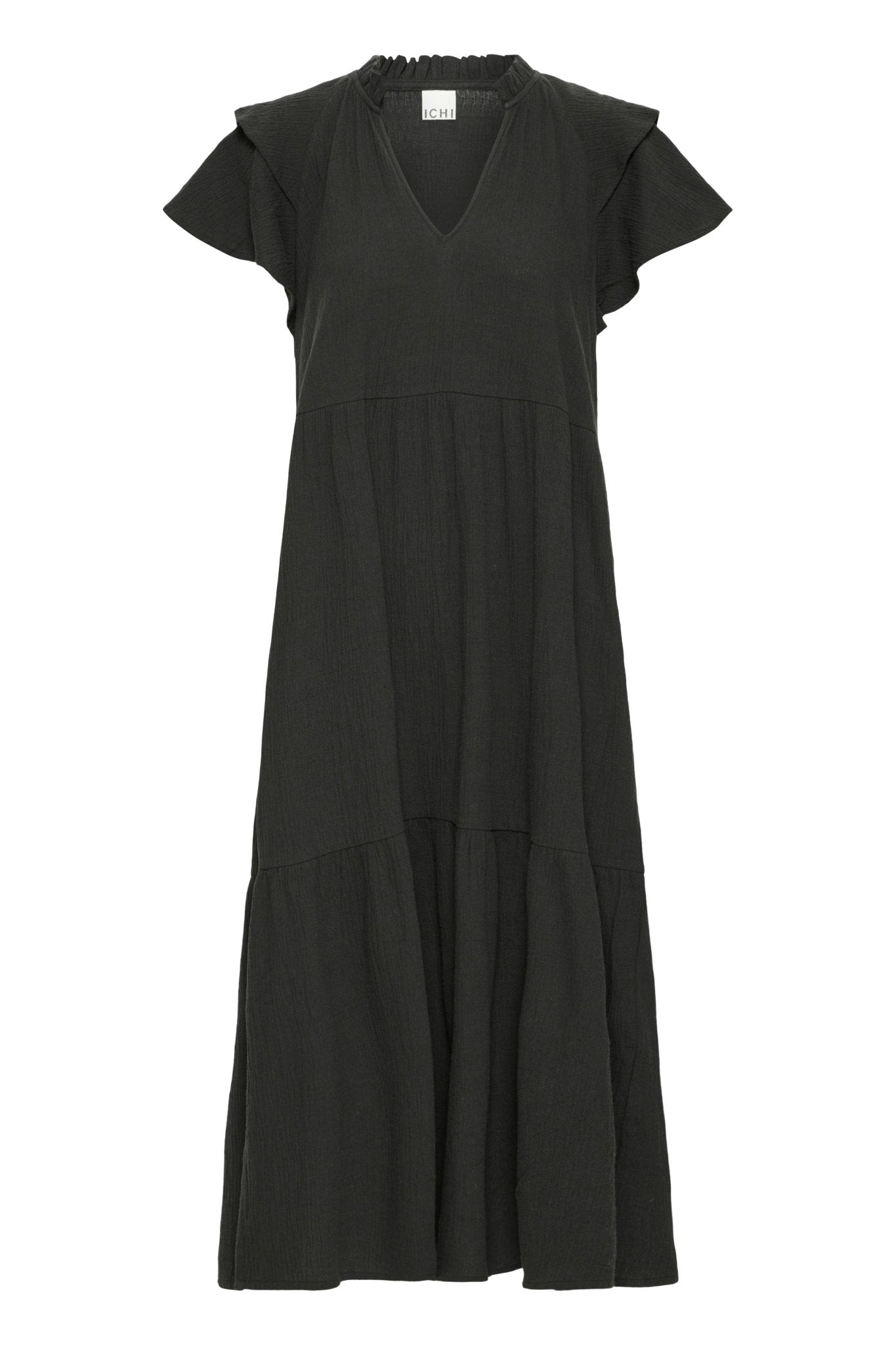 Midikleid mit V - Ausschnitt und Stufenrock - Blossom Hair & Fashion