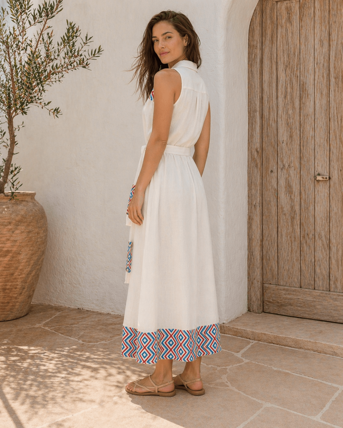 Midikleid Weiß mit Ethno Muster - Blossom Hair & Fashion
