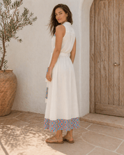 Midikleid Weiß mit Ethno Muster - Blossom Hair & Fashion