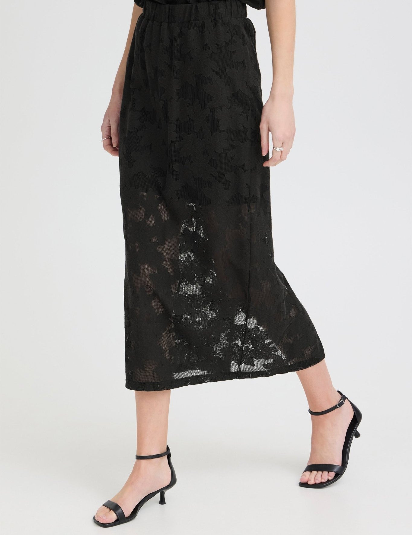 Midirock mit Blumenmuster in Schwarz oder Creme - Blossom Hair & Fashion