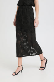Midirock mit Blumenmuster in Schwarz oder Creme - Blossom Hair & Fashion