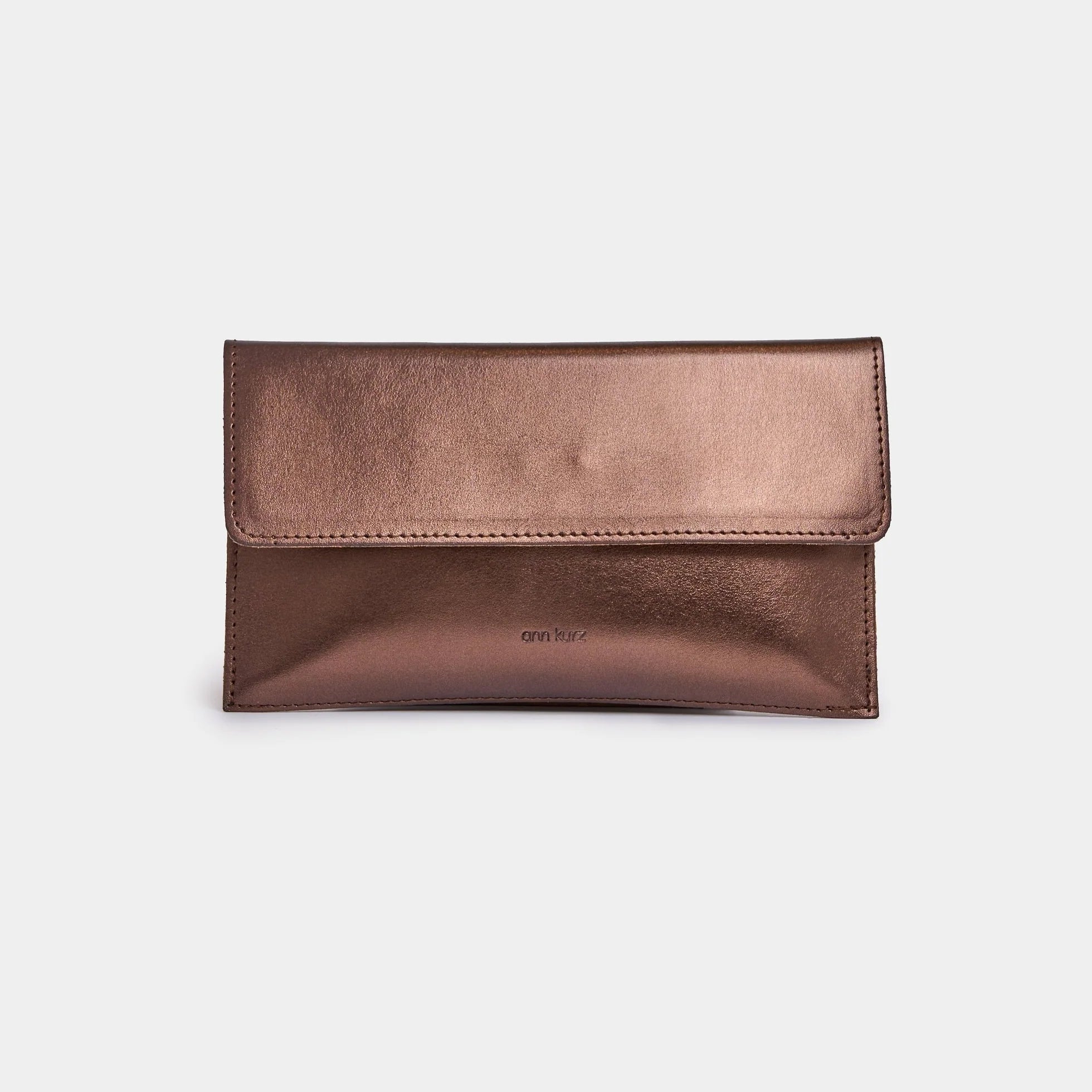 Mini Leder Clutch in Bronze mit Klappe - Blossom Hair & Fashion
