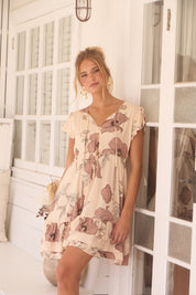 Minikleid April mit Blumenmuster und V - Ausschnitt - Blossom Hair & Fashion