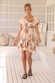 Minikleid April mit Blumenmuster und V - Ausschnitt - Blossom Hair & Fashion
