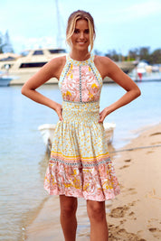 Minikleid mit Blumenmuster und Neckholder - Blossom Hair & Fashion
