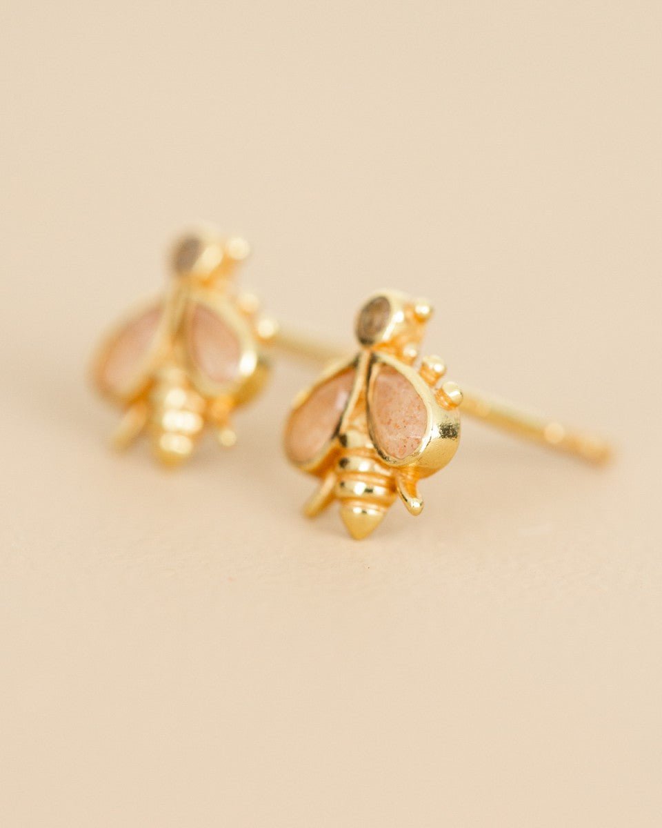 Ohrstecker „Bumblebee“ mit Pfirsich - Mondstein - Blossom Hair & Fashion