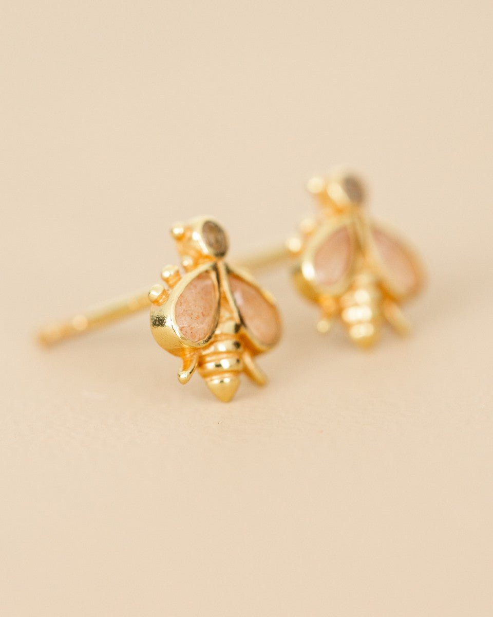 Ohrstecker „Bumblebee“ mit Pfirsich - Mondstein - Blossom Hair & Fashion
