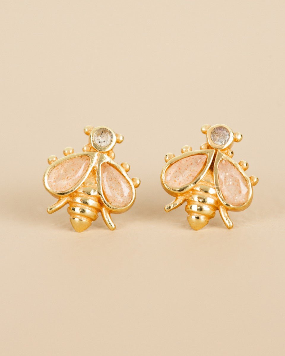 Ohrstecker „Bumblebee“ mit Pfirsich - Mondstein - Blossom Hair & Fashion
