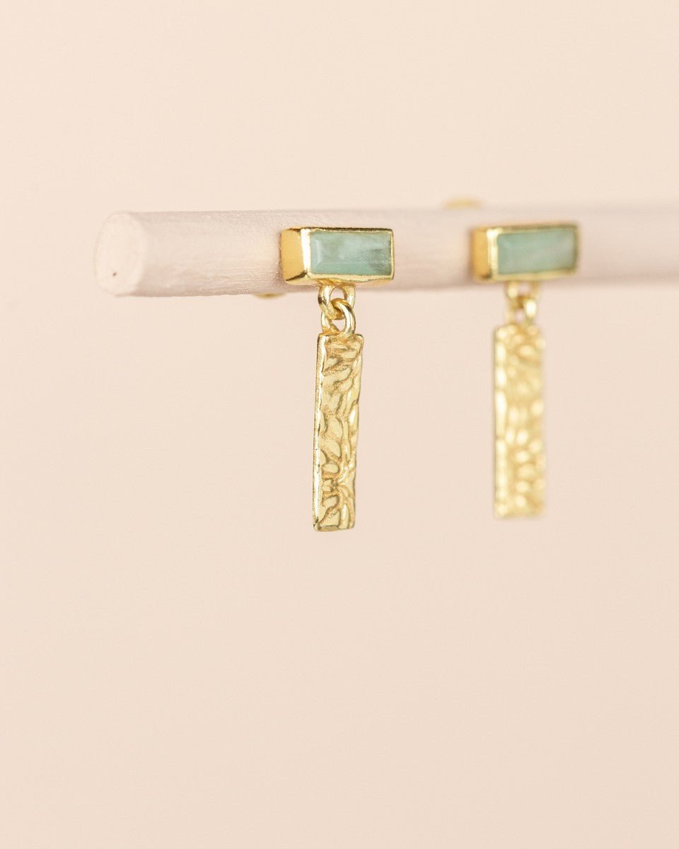 Ohrstecker mit Amazonit und Strukturanhänger in Goldoptik - Blossom Hair & Fashion