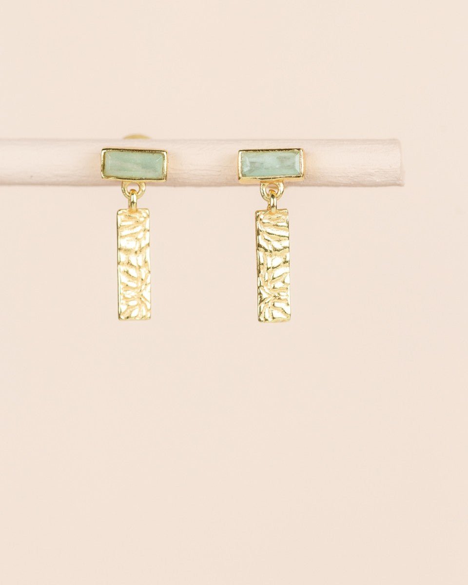 Ohrstecker mit Amazonit und Strukturanhänger in Goldoptik - Blossom Hair & Fashion