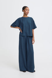 Oversize Bluse in Dunkelbla - Blossom Hair & Fashion