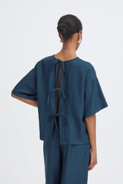 Oversize Bluse in Dunkelbla - Blossom Hair & Fashion