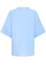 Oversize Bluse mit Stehkragen Hellblau, Grün oder Rosa - Blossom Hair & Fashion