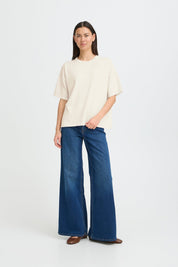 Oversize T-Shirt in Creme und mit Streifen - Blossom Hair & Fashion