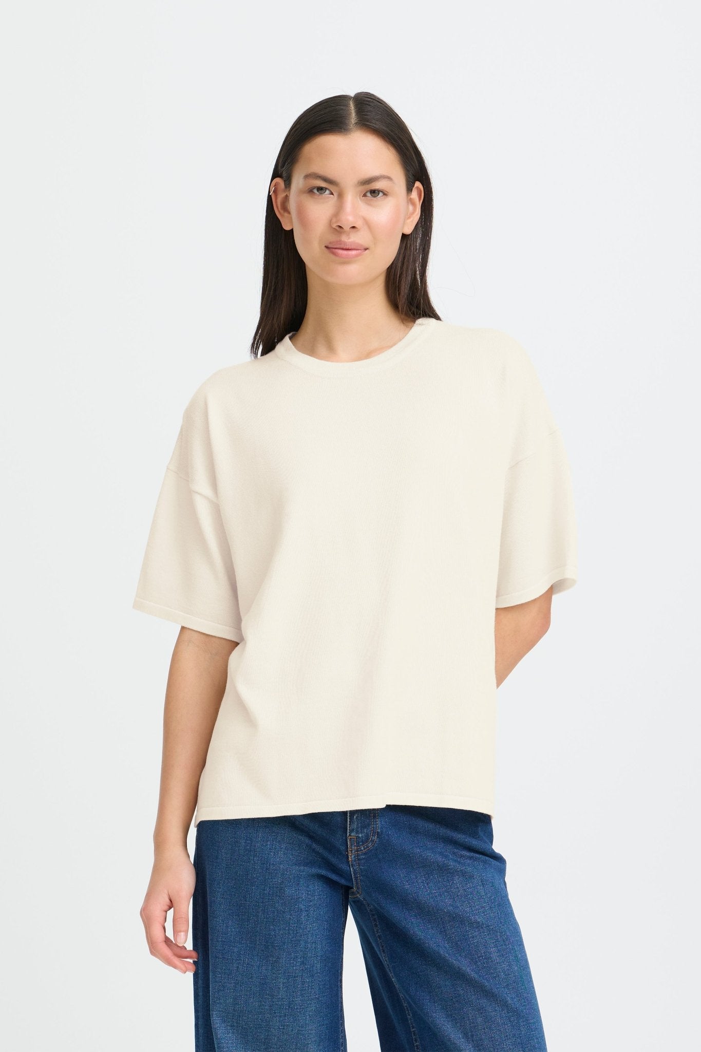 Oversize T-Shirt in Creme und mit Streifen - Blossom Hair & Fashion