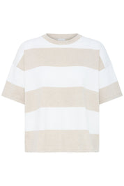 Oversize T-Shirt in Creme und mit Streifen - Blossom Hair & Fashion
