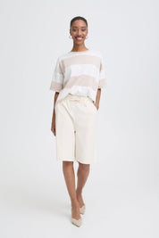 Oversize T-Shirt in Creme und mit Streifen - Blossom Hair & Fashion
