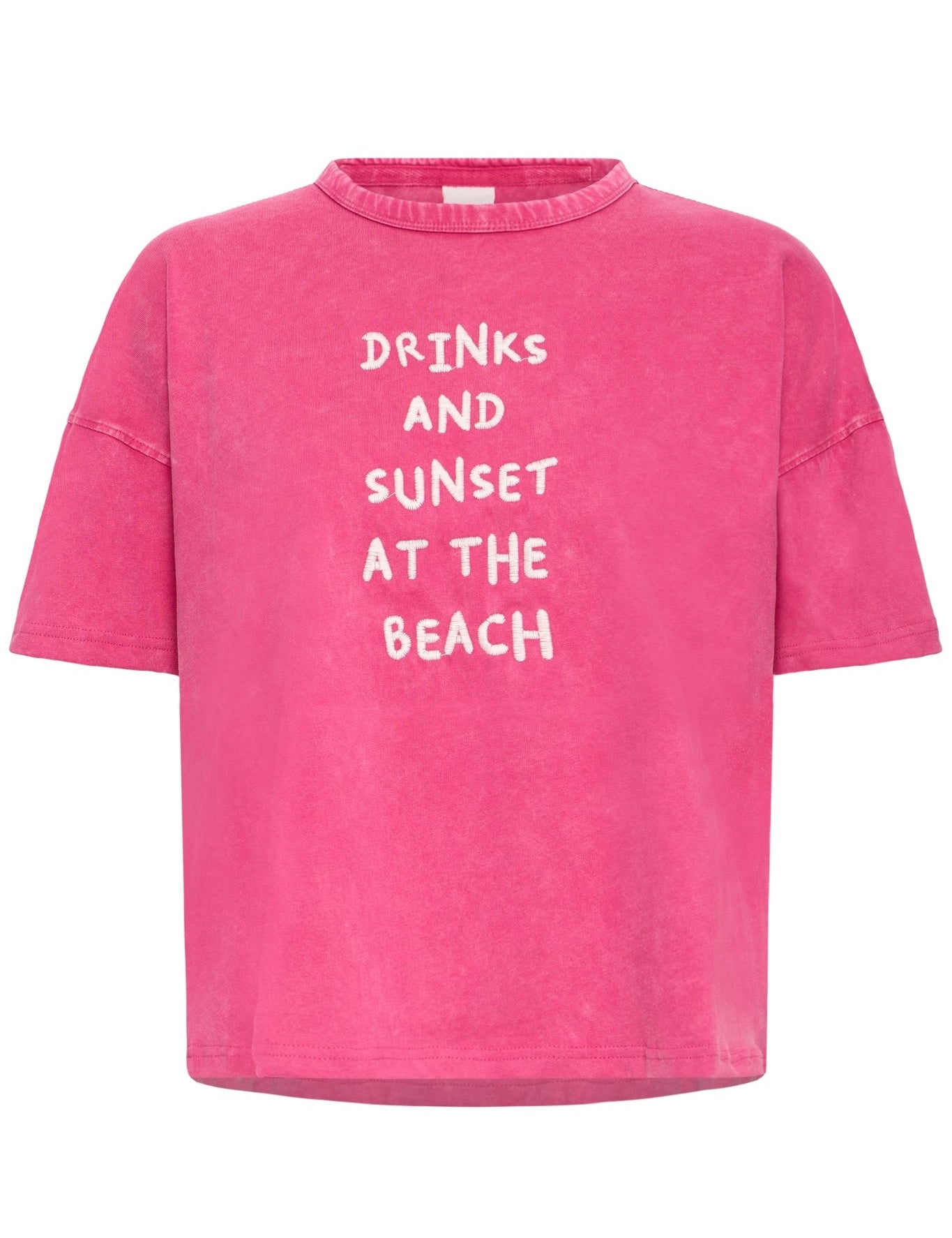 Oversize T-Shirt mit Frontprint in Pink - Blossom Hair & Fashion