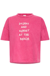 Oversize T-Shirt mit Frontprint in Pink - Blossom Hair & Fashion