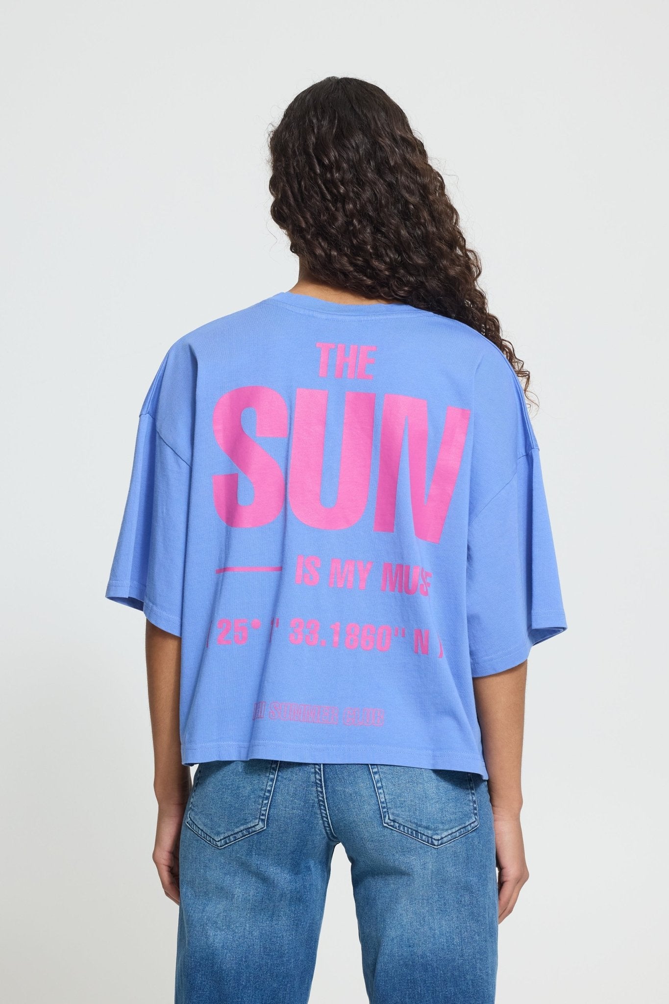 Oversize T-Shirt mit Rückenprint Gelb oder Blau - Blossom Hair & Fashion