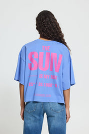 Oversize T-Shirt mit Rückenprint Gelb oder Blau - Blossom Hair & Fashion