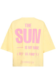 Oversize T-Shirt mit Rückenprint Gelb oder Blau - Blossom Hair & Fashion