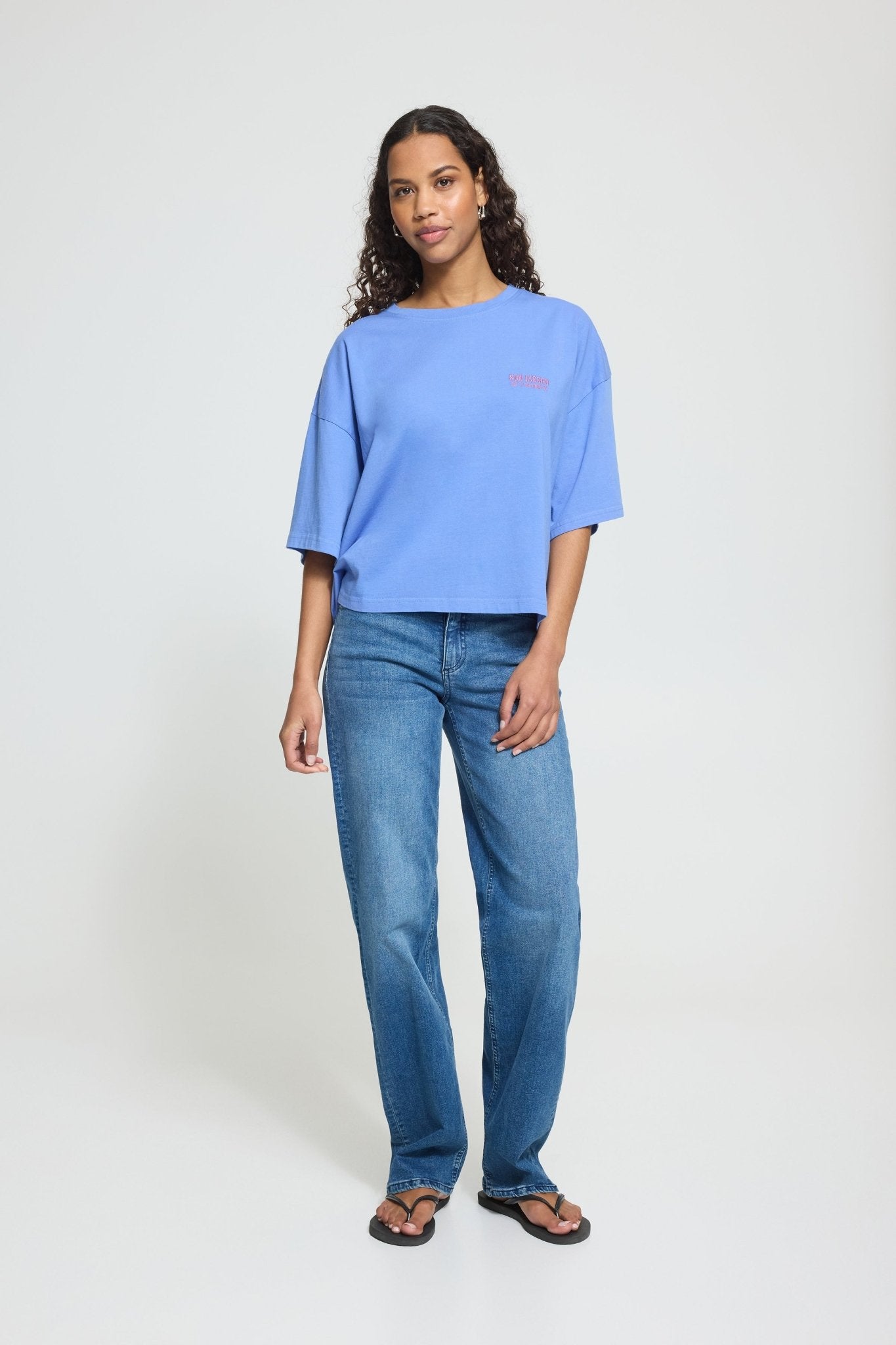 Oversize T-Shirt mit Rückenprint Gelb oder Blau - Blossom Hair & Fashion