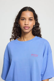 Oversize T-Shirt mit Rückenprint Gelb oder Blau - Blossom Hair & Fashion