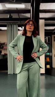 Elegante Wide-Leg-Hose in Beryl Green mit High Waist