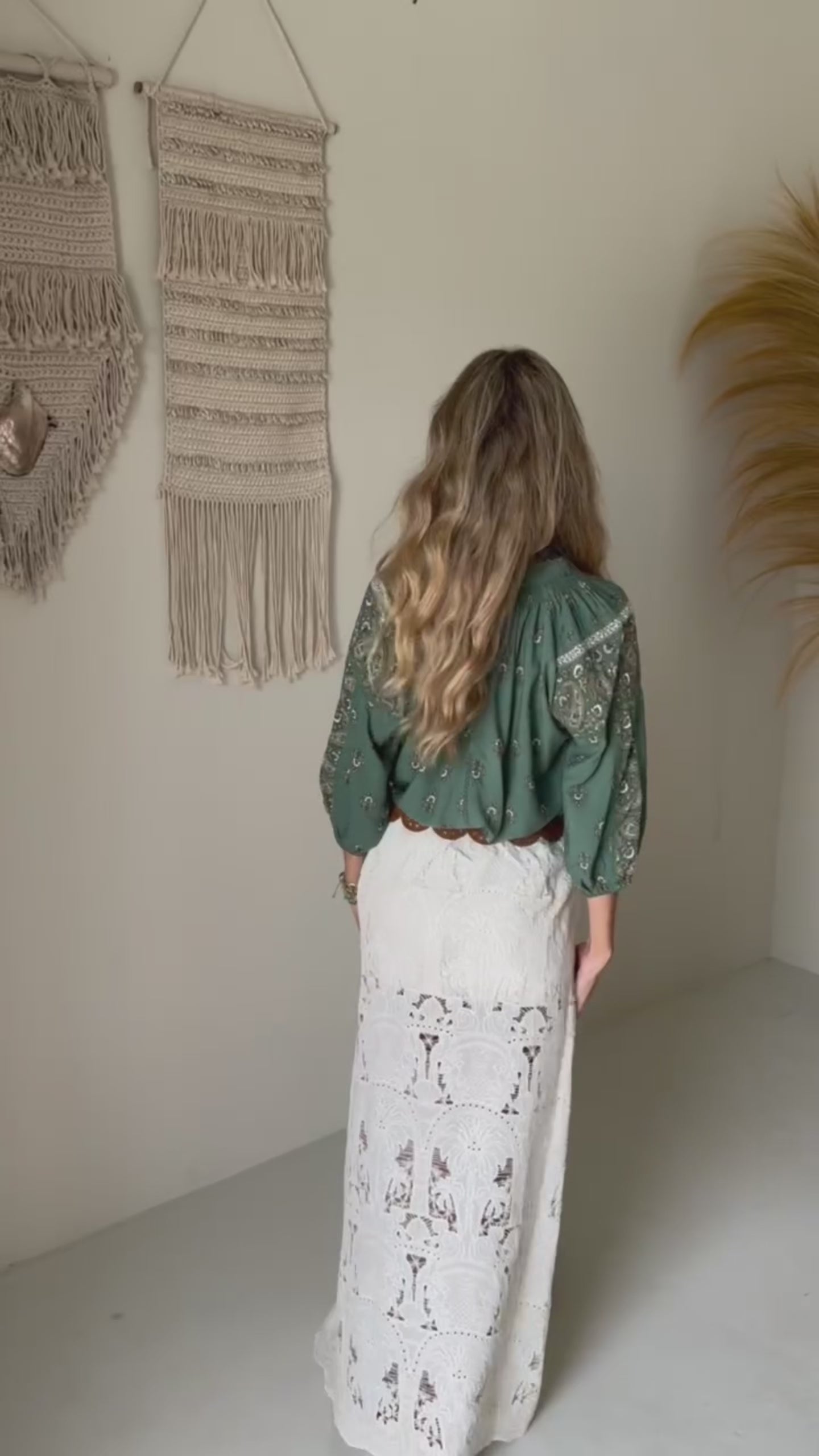 Bluse mit Muster in Grün