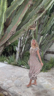 Midikleid mit floralem Muster und Stufenrock