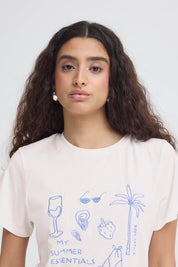 Print Shirt mit Frontmotiv in Offwhite - Blossom Hair & Fashion