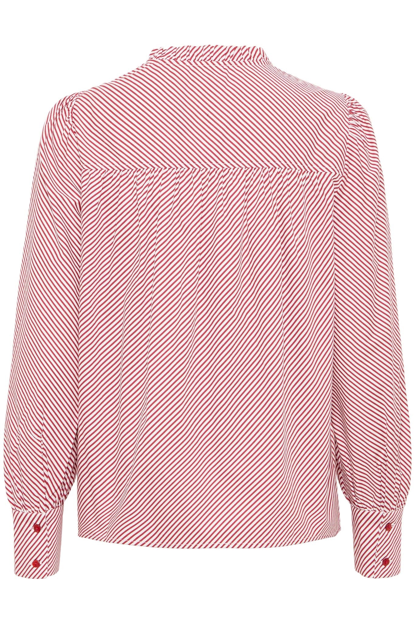 Rot - weiß gestreifte Bluse mit Stehkragen - Blossom Hair & Fashion