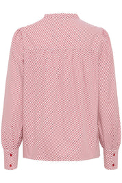 Rot - weiß gestreifte Bluse mit Stehkragen - Blossom Hair & Fashion