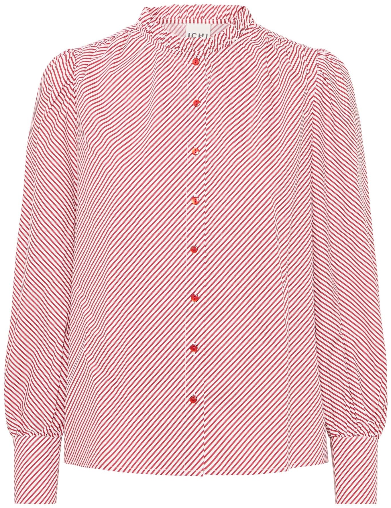 Rot - weiß gestreifte Bluse mit Stehkragen - Blossom Hair & Fashion