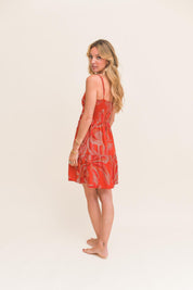 Rotes Minikleid mit Muster und Knotendetail - Blossom Hair & Fashion