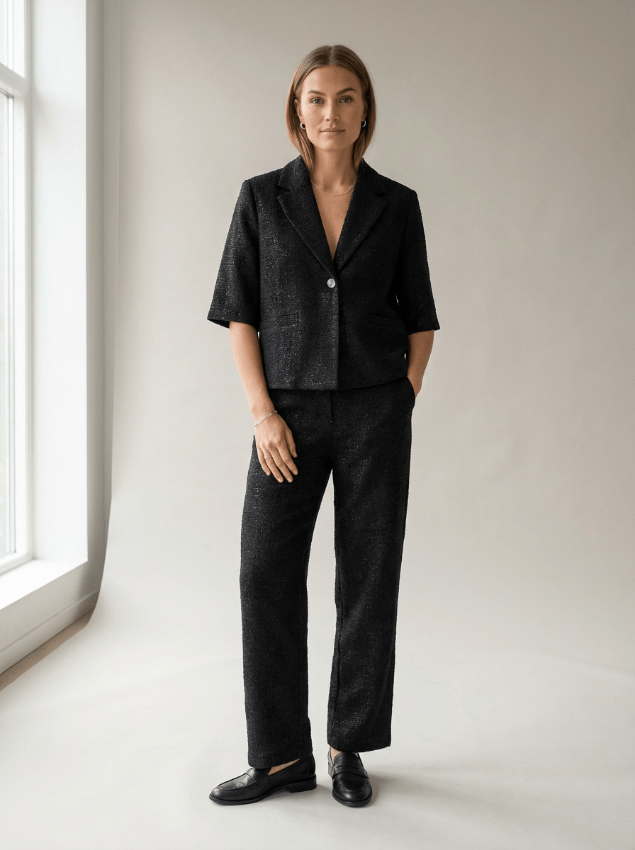 Schwarze Glitzerhose mit Regular Fit - Blossom Hair &amp; Fashion