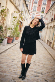 Schwarze Glitzerjacke mit strukturierter Oberfläche - Blossom Hair & Fashion