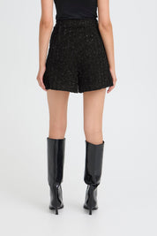 Schwarze High - Waist - Shorts mit Struktur und Glanz - Blossom Hair & Fashion