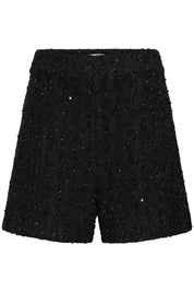 Schwarze High - Waist - Shorts mit Struktur und Glanz - Blossom Hair & Fashion